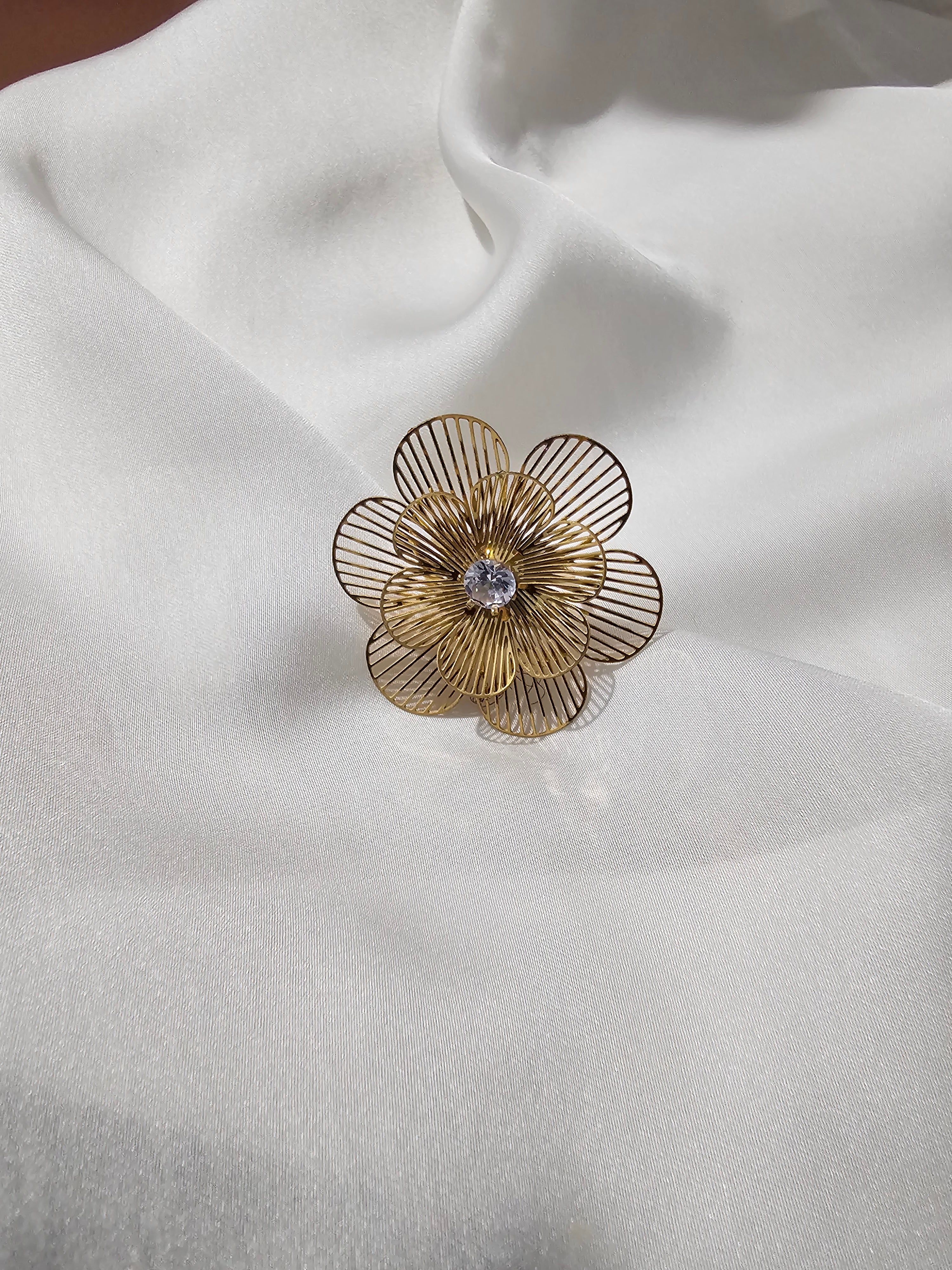 Bague ajustable fleur