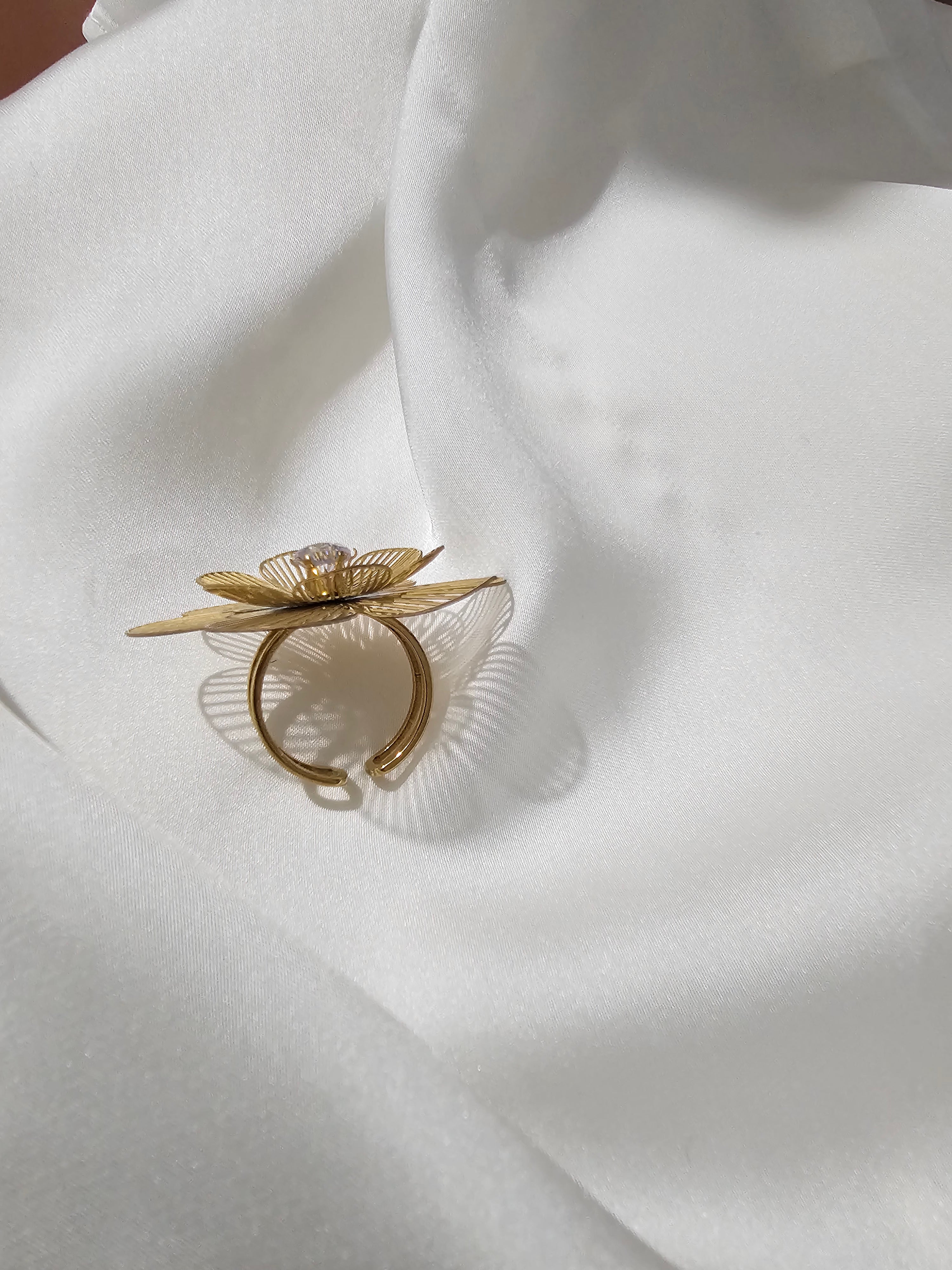 Bague ajustable fleur